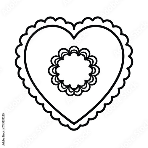 Elegant heart shaped lace doily with delicate floral cutouts