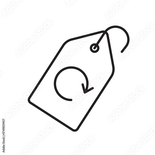 A vector icon of a return label for product return process, created in line style with editable stroke