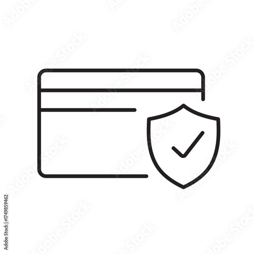 A vector icon of a secure online payment system, created in line style with editable stroke