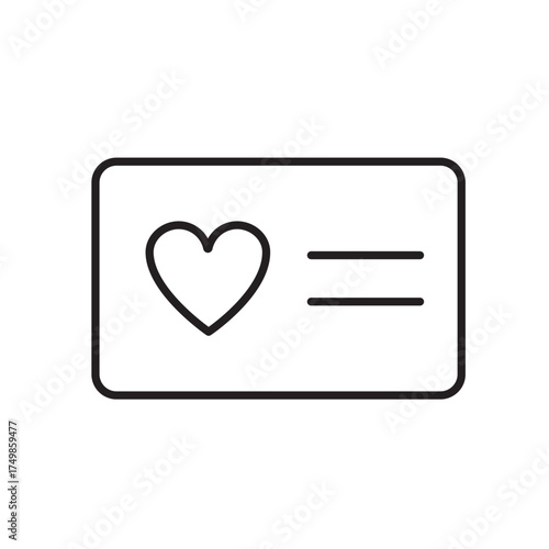 A vector icon of a loyalty card used for rewards and discounts, created in line style with editable stroke
