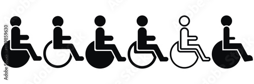 Black wheelchair icon vector illustration for accessibility, disability support, handicap signage, ADA compliance, healthcare, hospital, transport, and parking-01.eps