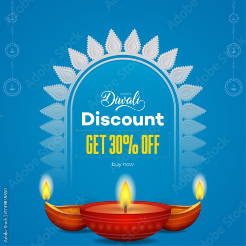 Diwali  Sale, Discount. Diwali Poster. Social Media Poster 
