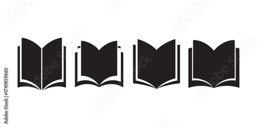 Set of open book icons educational resource vector illustration