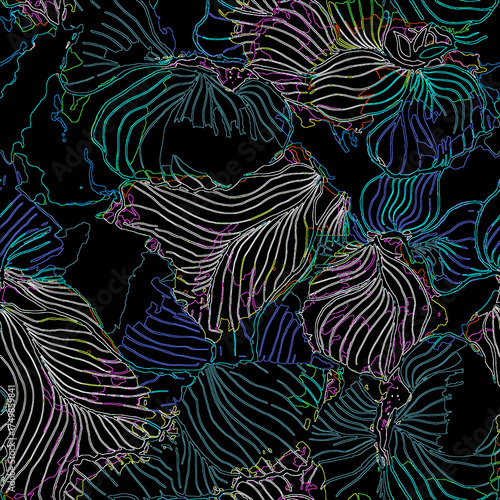 Seamless floral pattern, classic flower ornament, abstract ditsy print in vintage motif. Elegant botanical design of beautiful large wild flowers, leaves, small branches, herbs. Vector illustration.