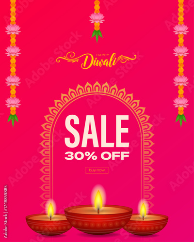 Diwali Sale. Vibrant Pink Diwali Sale Story
