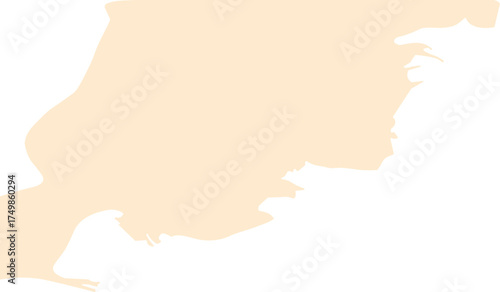 An abstract beige organic form with smooth flowing edges on a black background, evoking the look of natural rock layers or liquid motion in minimalist style.