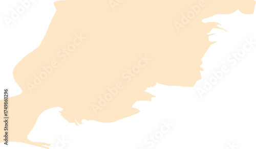An abstract beige organic form with smooth flowing edges on a black background, evoking the look of natural rock layers or liquid motion in minimalist style.