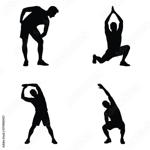Dynamic Fitness Silhouettes: Warm-up and Stretching Exercise Vector Set for Health and Wellness