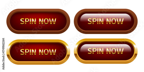 Spin button. Set of vector multicolored buttons isolated on white background.