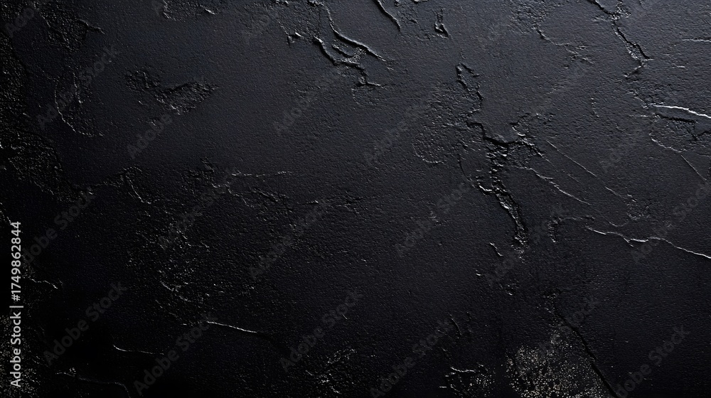 Fototapeta premium Dark textured surface with irregular patterns and subtle highlights.