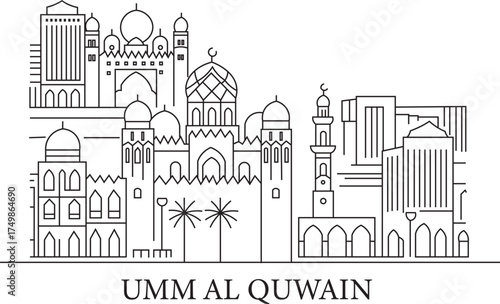 Umm Al Quwain City Line Draw Simple Minimalist