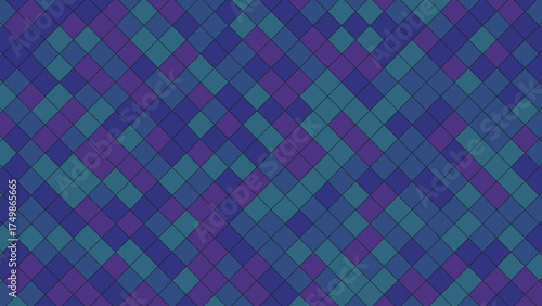 Abstract diamond pattern background with shades of blue and purple colors