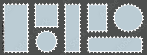 Blank postage stamps borders vector set. Mockup postage stamps with shadow. Realistic trendy post stamps set.. set of vintage summer.	