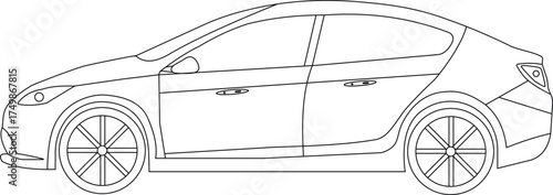 Simple car line art vector illustrations, unique modern drawing car line art. Sports car line art illustration, Car vector icon in one continuous line, Car outline doodle vector illustration.