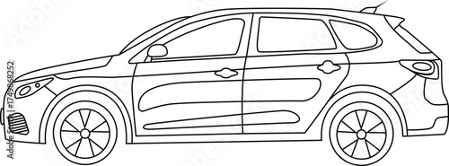 Simple car line art vector illustrations, unique modern drawing car line art. Sports car line art illustration, Car vector icon in one continuous line, Car outline doodle vector illustration.