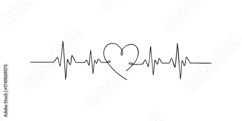 Heartbeat line with heart shape graphic