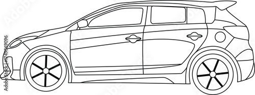 Simple car line art vector illustrations.