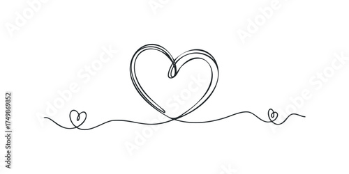 Simple Continuous Line Drawing of a Heart Symbol