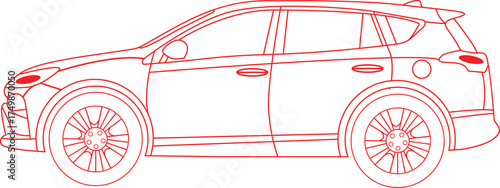 Simple car line art vector illustrations.