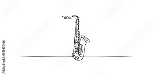 Single line drawing of a saxophone