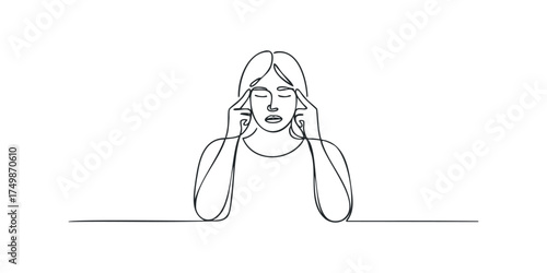 Person with head pain touching temples
