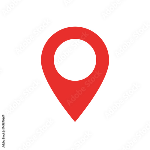 Red map pin location marker icon graphic design element for navigation and geolocation services vector on white background