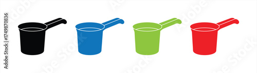 Dipper Icon Set in Minimalist Flat Style with Black, Blue, Green, and Red Variations