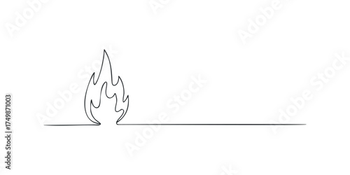 Flame graphic in continuous line art