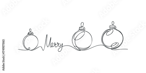 Minimalist Christmas baubles with Merry text