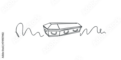 Sketch of a Coffin with Wavy Lines