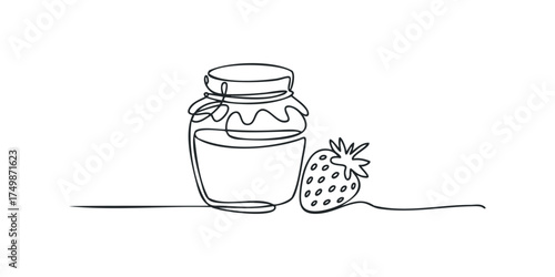 Strawberry and Jar Line Drawing