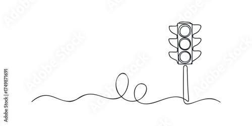 Minimalist single line drawing of traffic light