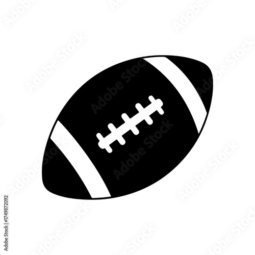 American Football Ball Icon Black and White.