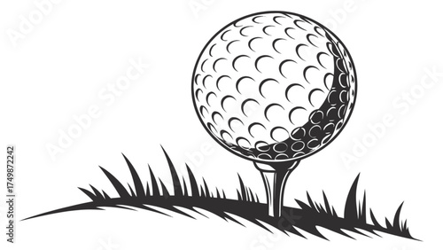 Download high quality golf ball on tee vector image for golf course design and golfing illustrations