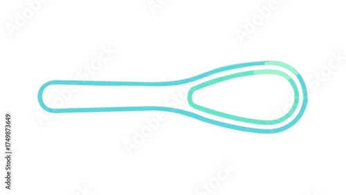 Illustration of a blue and green tongue scraper oral hygiene tool for cleaning and fresh breath use