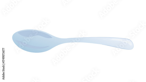 Isolated light blue spoon utensil for eating and serving food kitchen dining flatware silverware