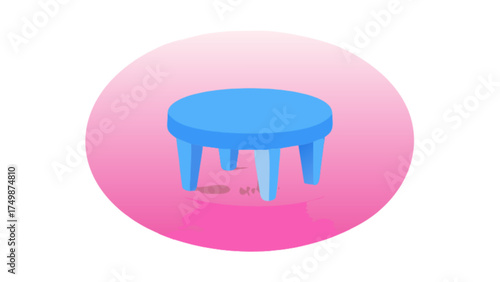 Isometric blue coffee table illustration for living room furniture and modern home decor design asset