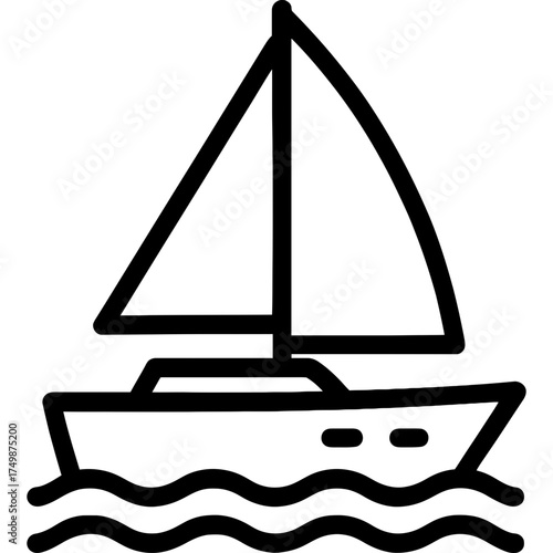 Sailboat yacht outline icon vector