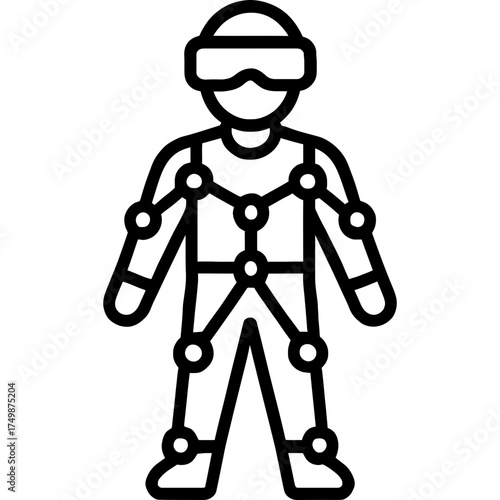 Vr motion capture suit outline icon vector
