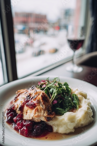 Delicious Homemade Chicken With Mashed Potatoes and Salad on a Cozy Table by ...