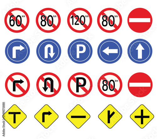 set of traffic sign collection vector illustration.eps