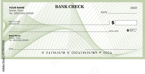  Printable Blank Bank Check Vector File with guilloche pattern