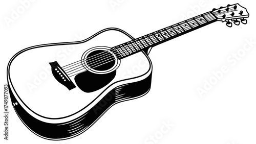 Acoustic guitar vector illustration for music lovers and guitar players, stringed instrument art