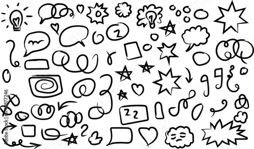 Hand drawn doodle elements collection on white background vector illustration