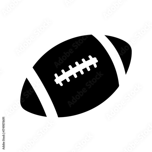 American Football Silhouette with Laces and Stripes.