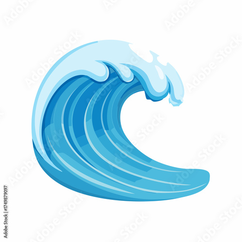 Cartoon wave illustration blue water element for coastal or aquatic themes