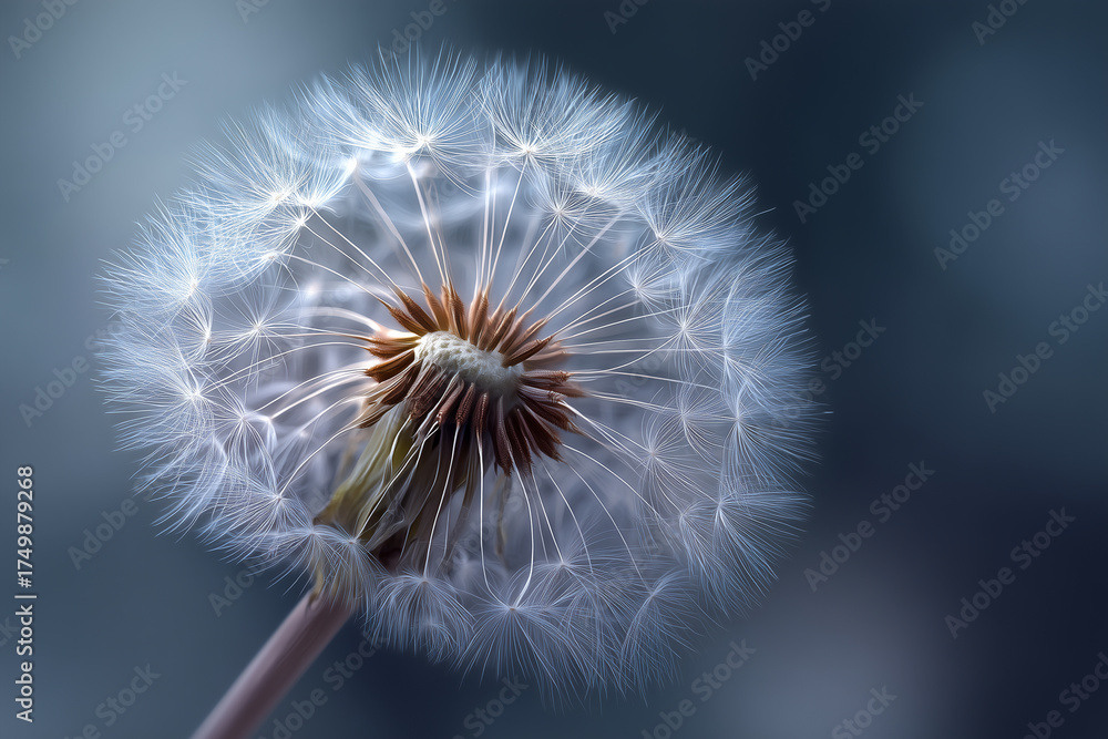 Fototapeta premium White Dandelion Seed Heads on Soft Blurred Background
