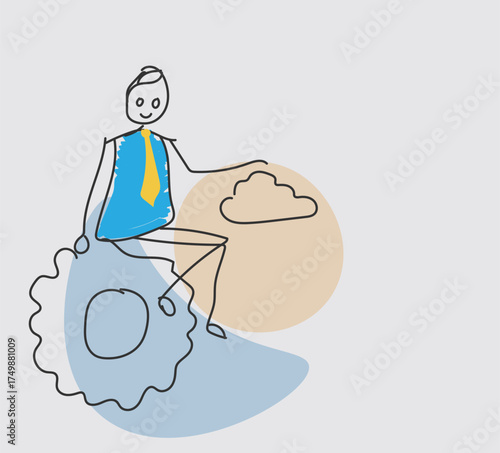 He reaches through the cloud—where gears turn ideas into innovation