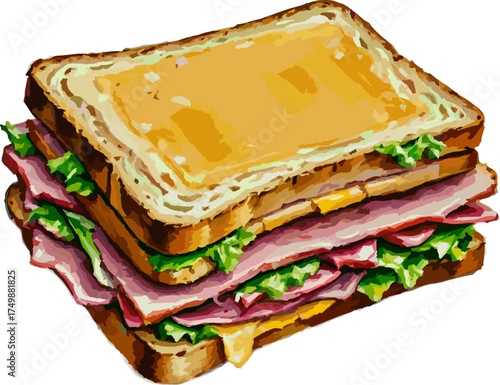 Delicious layered sandwich with fresh ingredients