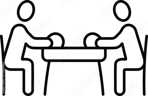 Family Having Dinner Outline Lineart Design